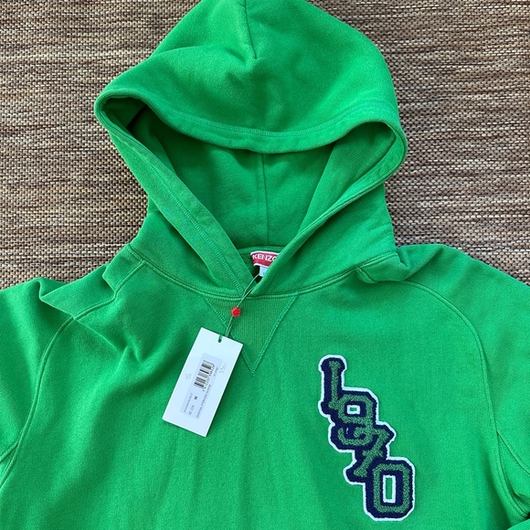 NWT Kenzo 1970 Tiger Embroidered Varsity Green cotton oversized hoodie SZ Medium - Picture 4 of 10